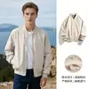 Jaqueta casual da moda masculina popular para primavera e outono, jaqueta de voo, corta-vento, casaco estiloso de gola alta, caimento solto
