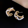 Qingtao Xi Ying Arete de Perla Estilo Coco Francés Aretes Diseño de Nicho Sentido de Diseño Aretes de Lujo Ligero Venta al por Mayor