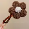 Grampo de Cabelo Flor de Lã de Rabo de Cavalo Alto Temperamento Clip de Tubarão para Pão Doce Coreano Feminino Clipes de Cabelo Outono Inverno Acessório de Cabeça