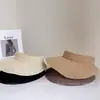 Sombrero abierto plegable de lino sintético simple y versátil para mujer, elegante sombrero de sol de verano, sombrero de punto para protección solar en vacaciones