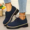Sapatos Casuais Simples Plus Size Transfronteiriços Femininos Novo Outono/Inverno 2026 Cadarço Solado Grosso Mocassins Casuais Femininos Atacado
