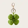 Pulsera Tejida a Crochet Hecha a Mano con Trébol de Cuatro Hojas Verde Colgante Llavero de Coche Encanto para Bolso Pulsera Linda de Crochet