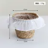 Macetas tejidas de estilo rústico, arreglos florales de floristería, exhibidores de flores frescas, cestas simples con borde de encaje, cestas de almacenamiento para escritorio, cestas de flores tejidas