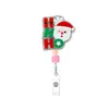 Novo Porta-Crachá Retrátil com Contas Clipe de Crachá de Natal Acrílico Porta-Identificação Giratório Boneco de Neve Retrátil
