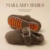 Pantuflas Birkenstock peludas estilo Maillard para mujer, adecuadas para otoño e invierno, con diseño de hebilla cuadrada, estilo de punta cerrada y forro de felpa para calor y comodidad, perfectas para usar en interiores y exteriores