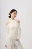Blusa Luchuan Manga Longa Slim Fit com Elegante Design Ombro a Ombro, Roupa Fitness Emagrecedora, Roupas Casuais para Esportes ao Ar Livre, Pilates e Yoga