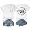 T-Shirt de Verão com Estampa na Frente e nas Costas, Decote V, Manga Curta, Tamanho Extra Grande 100kg Plus-Size, Design Inspirado, Top Casual Soltinho