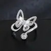 Anillo Único de Diseñador con Circonita y Diseño de Mariposa Envolvente, Versátil y Elegante para el Uso Diario, Anillo Abierto