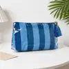 Nuevo neceser de PVC a rayas transfronterizo, bolsa de almacenamiento de artículos de tocador de gran capacidad para viajes a la playa, neceser transparente impermeable