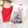 Tarjeta de Saludo de Pascua Nueva Transfronteriza con Juego de Sobres, Tarjeta de Mensaje Creativa con Elementos de Conejito, Huevo y Pascua