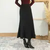 Moderna falda de sirena para mujer, nuevo estilo otoño e invierno 2026, forrada de polar, de cintura alta, adelgazante, ajustada al cuerpo, falda larga elegante y versátil para mujer