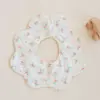 Toalla Salivadera de Doble Uso Estilo Coreano, 100% Algodón, Clase A, Absorbente y Transpirable Babero de Algodón Puro para Bebé, Babero Forma 360 Flor de Onda