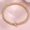 Pulsera Rongxing Transfronteriza de Zirconio Completo con 26 Letras Inglesas, Globo Burbuja, DIY, Pulsera Elástica de Cuentas de Cobre
