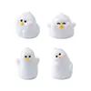 Figura divertida y linda de patito blanco, accesorio de decoración DIY para casa de muñecas, paisaje en miniatura, adorno para coche o escritorio