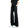 Pantalones de Traje de Verano High Street Color Sólido Hoja Curva Caída Moda Americana para Hombre Temperamento Sin Planchar Tacto de Alta Gama Ligeramente Acampanados Largos