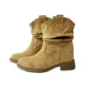 Botas curtas Melard, botins plissados retrô para mulheres, coleção outono/inverno 2026, com salto oculto para altura extra, botas de cowboy western, botas de montaria com sola grossa