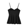 2025 Verão Novo Vestido Regata Feminino Europeu e Americano da Moda Sexy Decotado em V sem Costas com Decoração de Top Preto