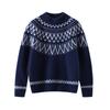 Ropa de punto para niños Jacquard de manga larga con cuello alto Semi-nueva Otoño e Invierno Siete agujas Engrosada para Hombres y Mujeres Lana Pura Retro