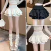 Media falda estilo ballet para mujer, falda de tarta primavera/verano, falda abullonada, combinación de falda y pantalón, diseño de dos piezas falso, blanca, minifalda caliente y de moda