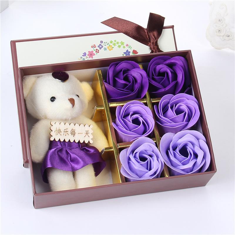 6朵 紫三彩 加熊