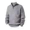 Suéter de moda popular de marca transfronteriza, con media cremallera y cuello alto, en color caqui, gris y negro, en stock, pedido completo, manga larga, cuello redondo