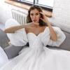Vestido de Gasa tipo Tubo 2026 Estilo Nuevo Mangas Abullonadas Tallas Grandes Petite Estilo Francés Hepburn Recepción de Boda Vestido de Boda Ligero