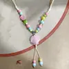 Collar con colgante de campana de mariposa de cerámica de estilo étnico retro para mujer, diseño nuevo y moderno, cadena larga para suéter, accesorios