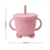 Taza de Aprendizaje para Bebés con Popote de Silicona Taza de Beber Agua con Tapa Antipolvo y Anticaídas Taza para Snacks de Silicona de Grado Alimenticio Punto Transfronterizo