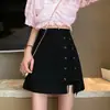 Nueva falda de Primavera y Verano falda negra de cadera falda diseño de verano para mujer falda tipo bolsa de sentido de diseño cintura alta falda de línea A falda de niña