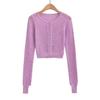 Cárdigan Exterior Delgado de Punto para Mujer Ins Chaqueta Pequeña Chica Picante Pura Corta Ajustado Manga Larga Todo-partido Micro-transparente Top