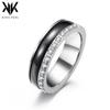 Nova Série Simples Preto e Branco da Qianfeng Aço Titânio Cravejado com Diamantes e Diamantes Cintilantes, Conjunto de Anéis Unisex Tendência Estilo Frio Masculino e Feminino
