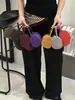 Bolso Pequeño de Cuero Escarchado Retro, Nuevo Bolso Versátil Elegante para Bolígrafos de Otoño e Invierno, Bolso de Mano de Cuero Casual de Gama Alta