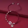 Pulseira de sete contas com cordões vermelho, preto e roxo, tecida à mão com um pingente de paz e uma etiqueta de sorte, estilo casal, acessório do ano do zodíaco