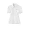 Uniforme Jk Verão Estilo Preppy Manga Bufante Branco Camisa Terno Design Nicho Cintura Sexy Camisa de Manga Curta para Mulheres