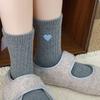 Calcetines de Mujer Otoño Media Caña Serie Gris Súper Versátiles Simples Cálidos Cómodos Calcetines de Moda Push