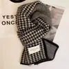 Cachecol Houndstooth Cachecol Quente Feminino Inverno Outono e Inverno Estilo Coreano Novo Lã All-match Estudante Tricotado Pequeno Cachecol Da Moda