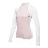Traje de golf de manga larga con cuello semi-alto de bloques de color, fino, transpirable, para verano, running, curva, alta elasticidad para mujer, deportes al aire libre