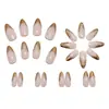 Uñas de Almendra Portátiles Transfronterizas, Relieve Tridimensional de Alta Gama, Manicura Irregular Francesa con Borde Dorado, Esmalte de Uñas Portátil al por Mayor