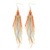 Pendientes con borlas bohemias, pendientes largos de temperamento de alta gama, ganchos para la oreja de nicho retro artístico, joyería para mujer