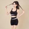 Conjunto Deportivo de Dos Piezas para Mujer, Color Melocotón de Moda, Bloques de Color, Sujetador Deportivo, Body, Ropa de Yoga, Secado Rápido, Levanta Glúteos, Cintura Alta, Fitness