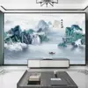Fondo de pintura de paisajes chinos Pared Tela de pared oficina estudio mural de la suerte sala de estar sofá cine y televisión Pared Tela de pared de TV
