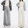 Calça de maternidade, confortável e sem restrições, adequada para primavera e outono, plus size, com painel de suporte para a barriga, extra longa e projetada para figuras petite, apresentando um estilo de perna larga