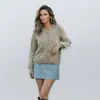 Suéter de Tricô 100% Lã Pura para Mulheres, Primavera e Outono, Gola Redonda, Cardigã Versátil, Cor Sólida, Top Fino, Tricô Fino, Ultrafino