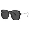 Gafas de sol de moda con montura cuadrada 2026 para mujer, Gafas de sol polarizadas de alta gama versátiles con incrustaciones de perlas estilo diamante anti-UV para mujer
