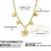 Collares europeos y americanos de acero inoxidable con forma de corazón, mariposa y flor con circonita, nuevo conjunto de joyería transfronteriza para mujer