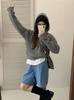 Suéter Pulôver com Capuz Gola Meia Aberta Estilo Coreano Feminino Outono e Inverno Novo Estilo Preguiçoso Solto Casual Top Interno