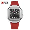 Reloj Ofns Cuadrado Esfera Grande para Hombre Correa de Silicona Tendencia Deportiva Resistente al Agua Reloj de Cuarzo Calendario Luminoso Reloj de Moda