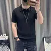 Camiseta tipo polo de punto jacquard retro casual de manga corta estilo americano para hombre, básica de color liso maduro para primavera y verano