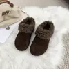 Zapatos Casuales Peludos de Suela Gruesa Forrados de Felpa para Mujer, Calzado de Exterior, Nuevo Estilo 2026, Zapatos de Algodón Cálidos, Mocasines Medios sin Cordones
