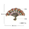 Broche Abanico de Moda Retro Elegante con Pedrería para Mujer, Versátil y Elegante, Adecuado para Trajes, Chaquetas y Abrigos